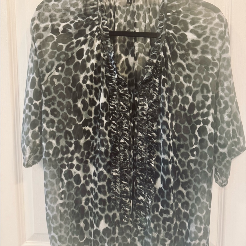 Express Black and Gray Animal Print Blouse